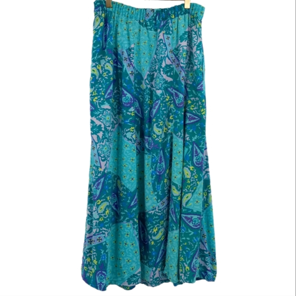 Diane Von Furstenberg Maxi Skirt Size M Turquoise Color Authority Paisley Print